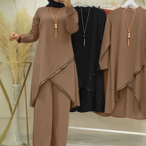 B65TZ-圆领长袖下摆不规则套装